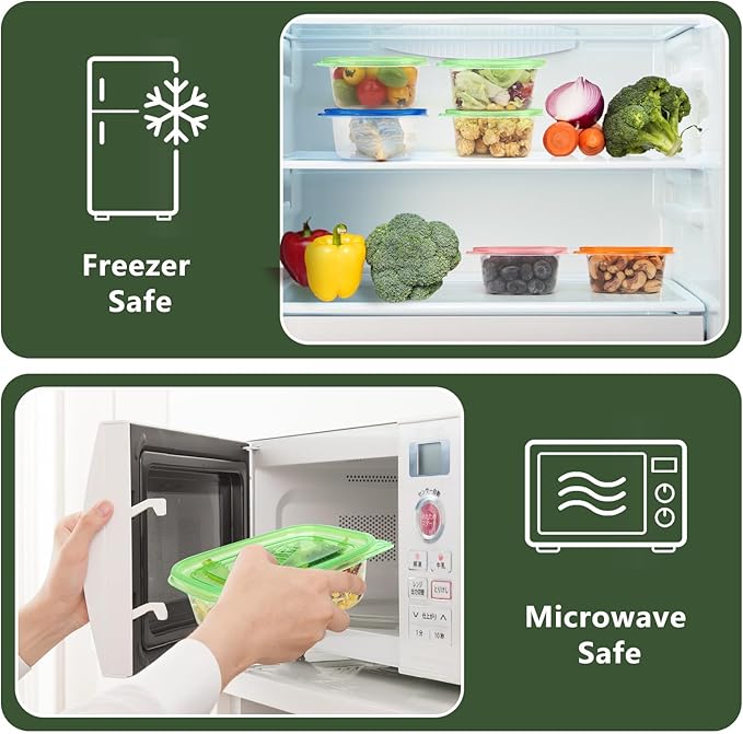 16pcs Meal Prep Containers with Lids, Snack Container for Lunch, Salad, Snacks & Bento, 10 Forks Included, Microwave/Freezer Safe, Stackable 16.33 Oz (4 Colors)