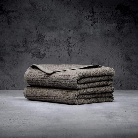 LUXOME Luxury Performance 2-Piece Bath Towel Set | Dual-Loop Design | Ultra Soft | Highly Absorbent | Quick Drying | Cobblestone