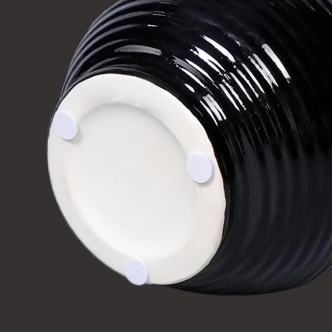 Sunddo Black Ceramic Vases Home Décor- 6 Inch Small Modern Decorative Vase with Handle, Black Decor, Table Mantle Fireplace Living Room Bathroom Wedding Centerpiece