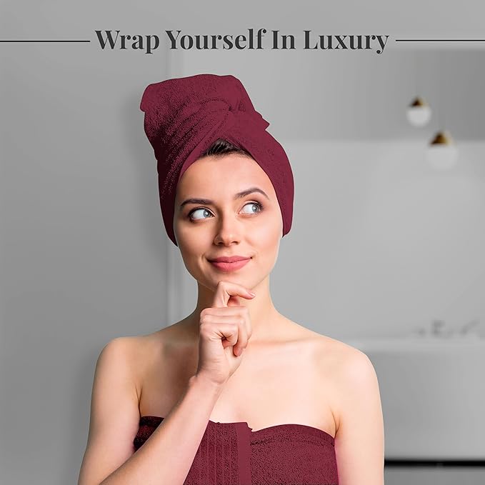 Tens Towels Pack of 4 Extra Large Bath Towels 30 x 60 Inches, 100% Cotton, Larger & Lighter Weight, Quicker to Dry, Super Soft and Absorbent, Perfect for Bathroom, Burgundy