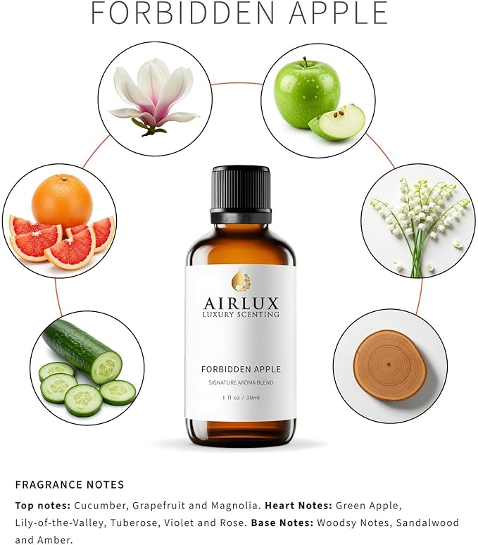 Signature Aroma Oil No. 28 Forbidden Apple – Cucumber, Grapefruit, Magnolia – Aroma Oil for Cold Air & Waterless Diffusers and DIY Crafts – 30 mL, 1.0 fl oz Glass Bottle