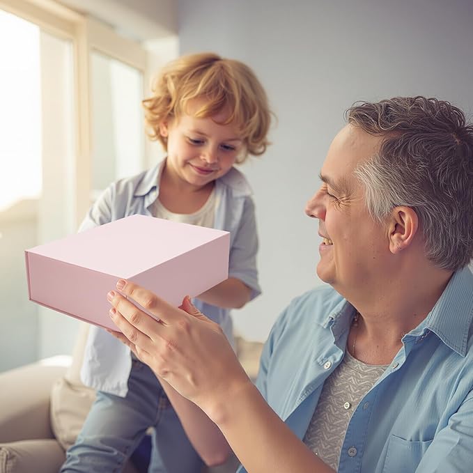 Ditwis 4 Pack 10.5x7.5x3.1 Inches Gift Boxes with Magnetic Closure Lids, Pink Magnetic Box for Wedding, Groomsmen Bridesmaid Proposal, Birthdays, Mother's Day