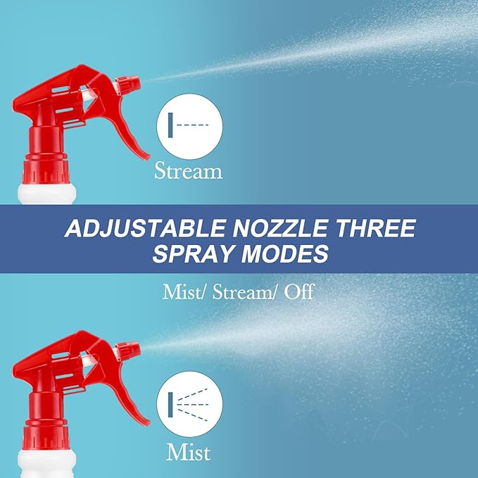 Eccliy 20 Pack 16oz Empty Spray Bottles, Leakproof Cleaning Bottles with Measurement and Adjustable Nozzle for Housekeeping, Commercial Use(Cylinder,Red Black Spray Head)