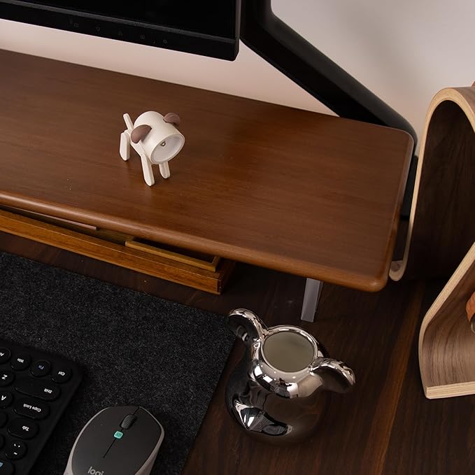 Bamboo Monitor Stand Riser with Acrylic Legs for Desk, 31.5 Inches Desktop Shelf Supports for PC Computer Monitor, Laptops, Printer, Speakers (Brown)