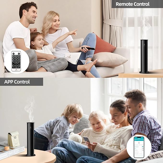 Air Diffusers for Home, Waterless Essential Oil Diffuser Large Room 2100 sq ft Coverage with Remote Control, Aluminum Scent Diffuser Starter Kit, 100ml New White Tea Essential Oil Included