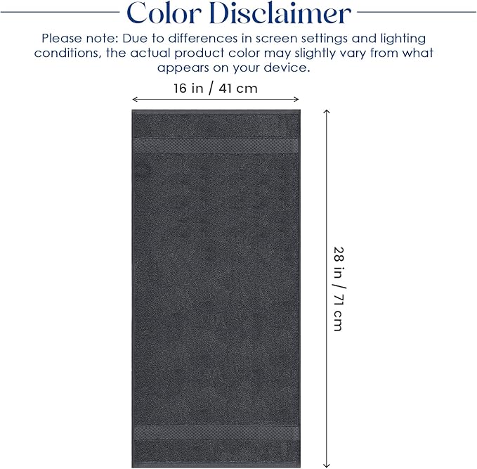 DAN RIVER 6-Pack Premium Hand Towels (16x28 Inches) - 100% Cotton, Ultra Soft, Lightweight, Highly Absorbent Towels for Bathroom, Spa, Gym, Salon, Hotel, and Travel - 550 GSM – Charcoal