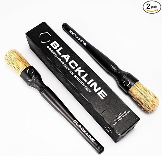 Blackline Car Care Boar Hair Brushes- Luxury Car Detailing Brush Set for Interior and Exterior - Best Auto Detailing Brushes - Premium Hair Car Detailing Brushes (Boars Hair Bristles)
