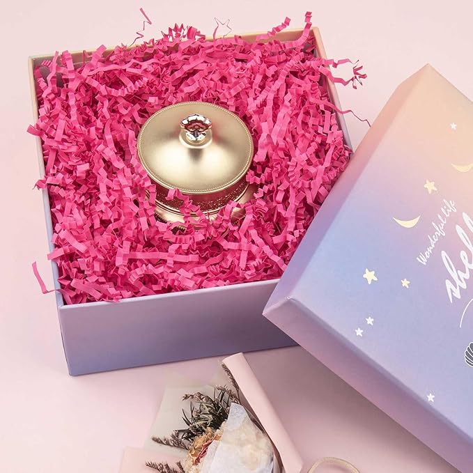 Caleihd Crinkle Cut Paper Grass Cushion Paper Streamer for Christmas Wedding Birthday Bridesmaid Engagement Craft Gift Boxes Bags Filler Decoration 4.5oz Hot Pink