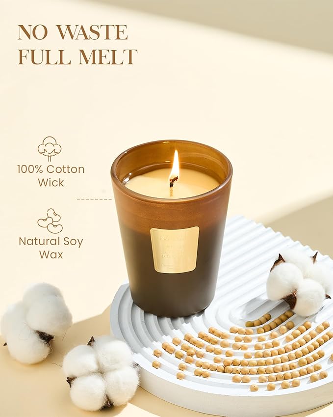 M&SENSE Fudgy Cocoa Brownie Scented Candle Home Decor, Natural Soy Wax,14.1oz 60 Hours Long Lasting Slow Burning, Aromatherapy Fall Winter Candle, Festival Christmas Thanksgiving Housewarming Gifts