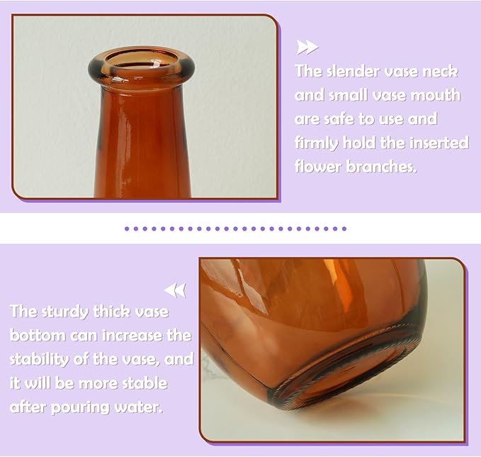 Clear Glass Vase Tall Farmhouse Vase for Branches Glass Vases for Centerpieces in Home Decoration (S-Amber)