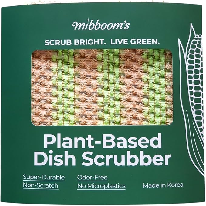 mibboom's Dish Scrubbers – Non-Scratch, Reusable Kitchen Sponges for All-Purpose Cleaning, Made in Korea, 4 Pack (7.6 x 7.4 in)
