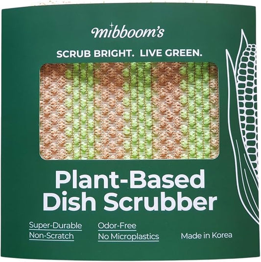 mibboom's Dish Scrubbers – Non-Scratch, Reusable Kitchen Sponges for All-Purpose Cleaning, Made in Korea, 4 Pack (7.6 x 7.4 in)