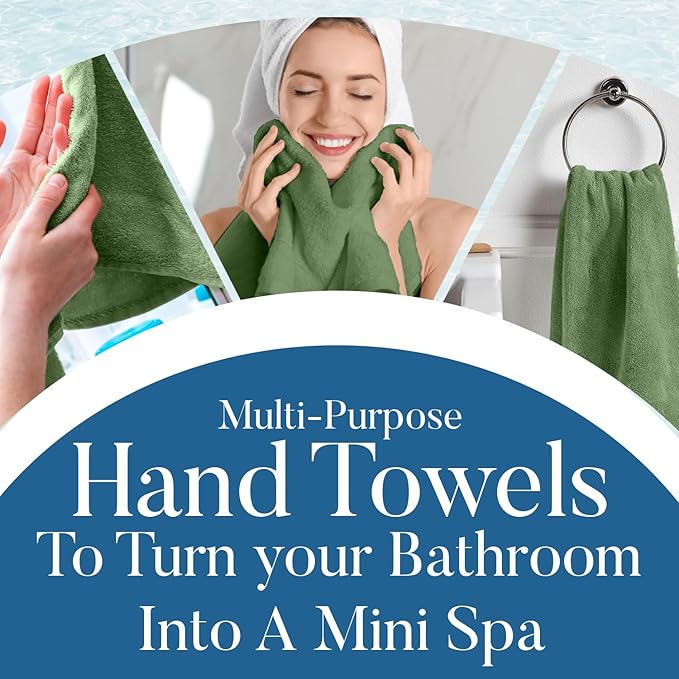 DAN RIVER Luxury Hand Towel – Soft, Absorbent, Quick-Drying, Premium Cotton Towel, Perfect for Everyday Use, 16x28 Inches - 550 GSM Sage Green