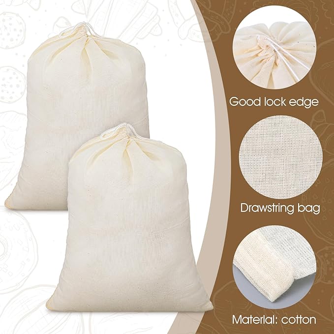 80 Pieces Natural Cotton Muslin Bags, 8x10 Inches Reusable Drawstring Storage Bags for Tea, Spices, Wedding Favors, DIY Crafts and Home Decor