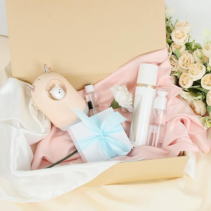 Aimyoo Striped Brown Collapsible Gift Box with Magnetic Closure Lids 10.5x7x3 in, Bridesmaid Groomsmen Proposal Boxes, Medium Rectangle Box for Present Graduation Storage 3 Pack