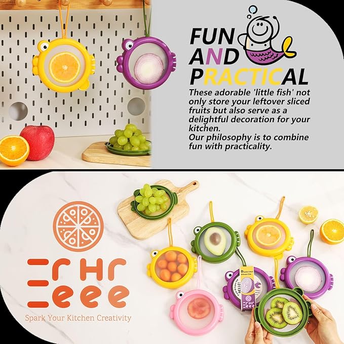 Avocado Saver, Onion Storage Container Set of 4, Reusable Fridge Bin for Garlic, Lemons, Potatoes, Food Fresh Keeper & Organizer