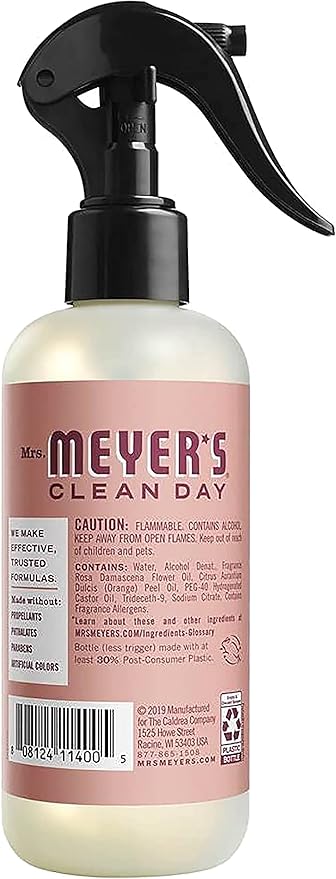 MRS. MEYER'S CLEAN DAY Room and Air Freshener Spray, Non-Aerosol Spray Bottle Infused with Essential Oils, Rose, 8 fl. oz