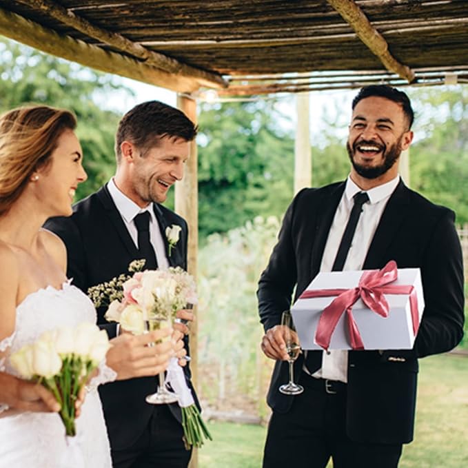 4 Pack 9.5x7x4 Inches Gift Boxes with Magnetic Closure Lids, White Magnetic Box for Wedding, Groomsmen Bridesmaid Proposal, Birthdays, Mother's Day