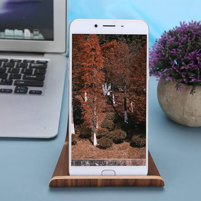 Wooden Cell Phone Stand, Cell Phone Holder Tablet Stand, Non Slip Stable Desktop Phone Stand for Tablet PCs, Artwork, Phone