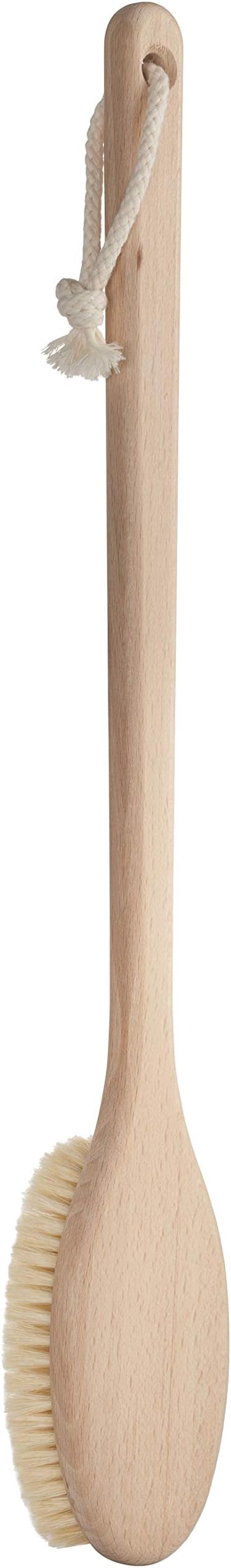 REDECKER Extra Long Beechwood Bath Brush - Natural Pig Bristle Body Brush for Showering, Back Scrubbing, Exfoliating, Dry Brushing and Lymphatic Drainage - Perfect for Hard-to-Reach Areas