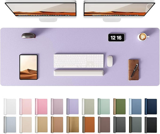 YSAGi Leather Desk Pad Protector, Office Desk Mat, Large Mouse Pad, Non-Slip PU Leather Desk Blotter, Laptop Desk Pad, Waterproof Desk Writing Pad for Office and Home (Light Purple, 47" x 17")
