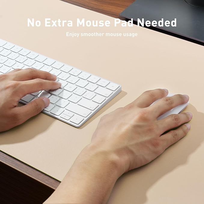 Aothia Large PU Leather Desk Pad Protector – Non-Slip Mouse Pad & Writing Mat for Office/Home, Waterproof, Easy to Clean (36" x 17", Soft Peach)