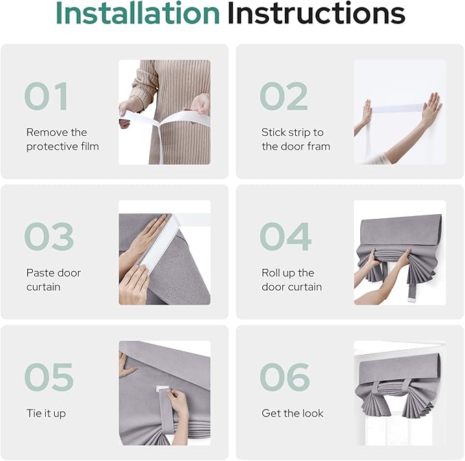 HOMEIDEAS 100% Linen Blackout French Door Curtains, Privacy Door Window Curtains, 26 X 40 Inch Room Darkening Blinds, Thermal Insulated Shades for Bedroom, 1 Panel, Light Gray