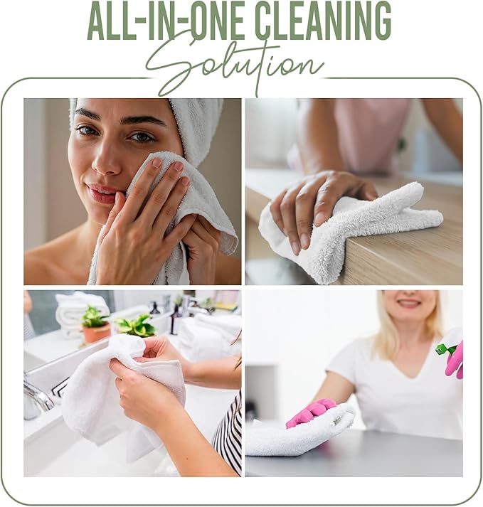 DAN RIVER 100% Cotton Wash Cloths 24 Pack [12x12] Soft & Absorbent washcloths for Showering, Gym, Hotels & Spa Perfect for Everyday Use Fingertip Towels, Sage Green