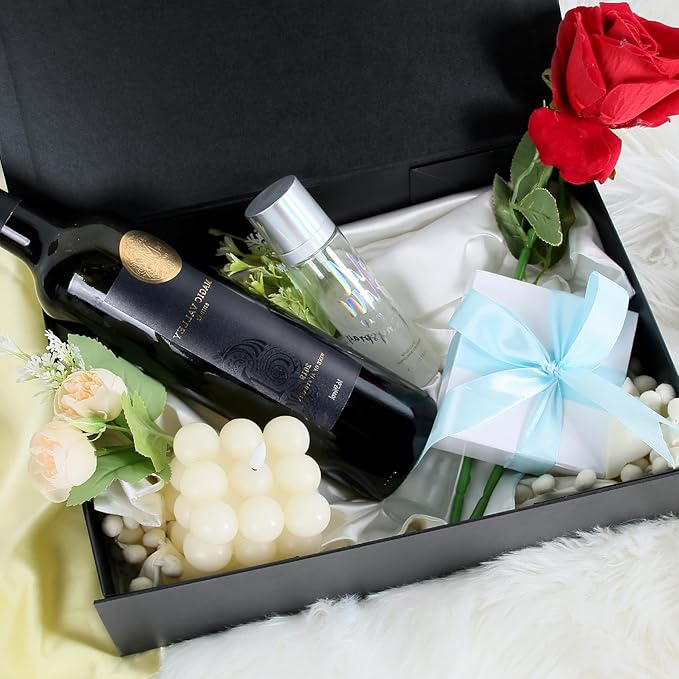 Aimyoo Galaxy Black Magnetic Gift Boxes with Lids 10.5x7x3 in, Medium Bridesmaid Groomsman Proposal Box, Rectangle Collapsible Box for Present Graduation Birthday Storage 5 Pack