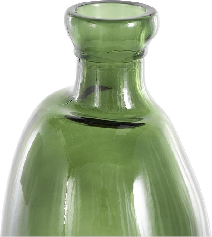 Deco 79 Recycled Glass Abstract Handmade Decorative Vase Curved Ombre Spanish Bottle Centerpiece Vase, Flower Vase for Home Decoration 9" x 9" x 20", Green