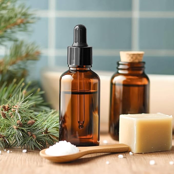 KEYWING 36Pack 2oz Dark Amber Dropper Bottles - 60ml Tincture Bottles with Eye Dropper for Essential Oils, Perfume, Hair Oil, Liquids - Leak Proof Travel Bottle