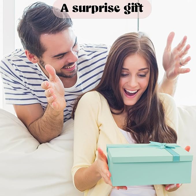 Nsmykhg Luxury Gift Box With Lid & Ribbon, 5 Pack 11.4x8.7x4.1 - Elegant Wedding & Birthday Packaging, Perfect For Shoes, Clothing & Bridal Gifts (Blue)