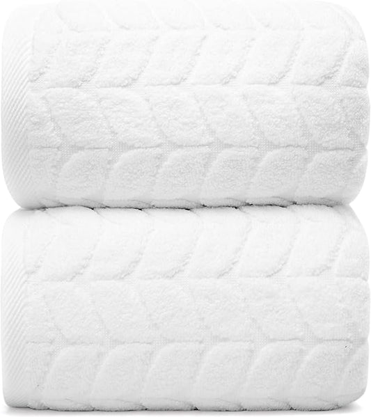 Ultra Soft & Stylish 700 GSM Luxury Bath Sheets | Pack of 2 | Extra Large 35x70 Inches | 100% Zero-Twist, Long-Staple Cotton | Remarkably Absorbent (White)