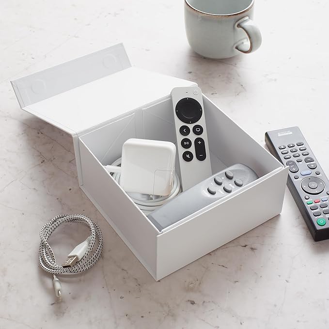 CECOBOX - Gift Boxes with Lids for Presents 6"x6"x2.75" - Matte, Collapsible Magnetic Closure Gift Box - Groomsmen & Bridesmaid Proposal Boxes, Wedding, PR, Birthdays, Holidays (White)