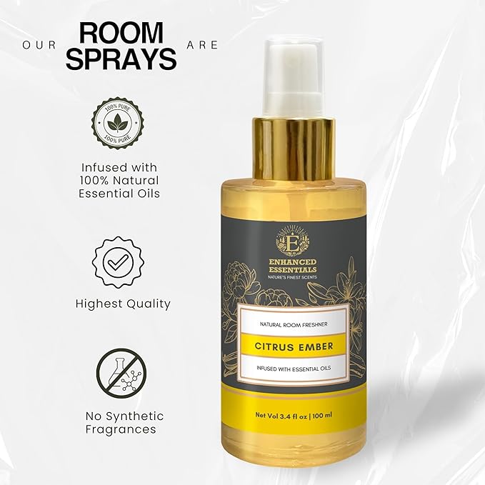 Citrus Ember – Fresh & Zesty Room Spray Made with 100% Essential Oils – Brightens Moods & Spaces Naturally | No Synthetic Fragrance | 100ml