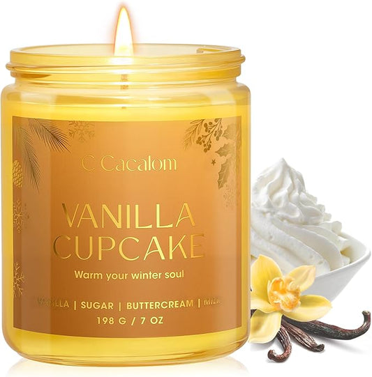 Christmas Soy Candles for Christmas Home Decor Non-Toxic Aromatherapy Scented Candles for Holiday Christmas Gifts, Cozy Cute Jar Candle, Winter Candle for Women Men, Vinilla Cupcake Candle