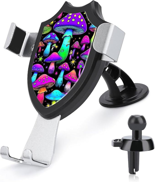 Phone Mount for Car Dashboard Air Vent Windshield Goth Gothic Magic Hippie Trippy Neon Mushroom Fashion Phone Holders
