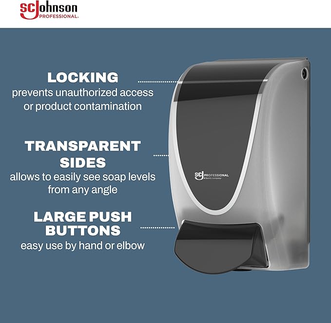 SC Johnson Professional Clear FOAM Dispenser and Refill Starter Kit, Wall Mount Soap Dispenser for Hand Soap, 1 Refresh Clear FOAM Hand Wash, 1 Liter Cartridge, 33.8 fl. oz., for Professional Use Only