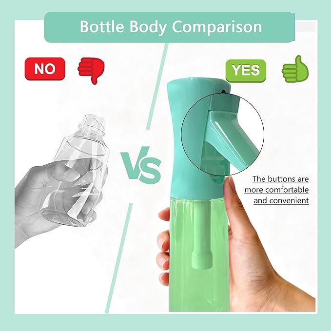 Spray Bottle for Hair Continuous Ultra Fine Mist (300ml) 360° Multi Spray Bottle for Plants, Cleaning, Skin Care Leakproof & Durable 2 Pack