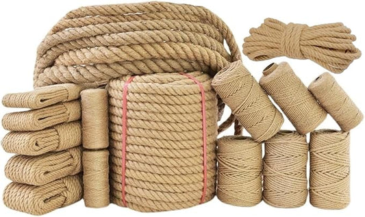 14mm Jute Rope 32Feet Burlap Twine Natural Thick Strong Hemp Cord for Arts Crafts DIY Decoration Gift Wrapping