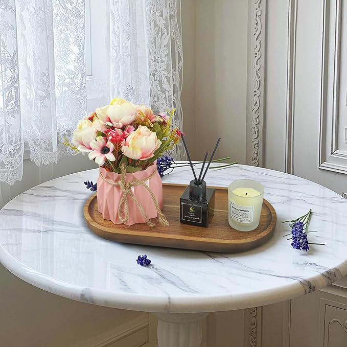 1 pcs Acacia Wood Tray 11.8×6 inch Boards Rustic Wooden Serving Trays Oval Platters Charcuterie for Party,Breakfast, Coffee Table, Home Decorative, Food Small Trays