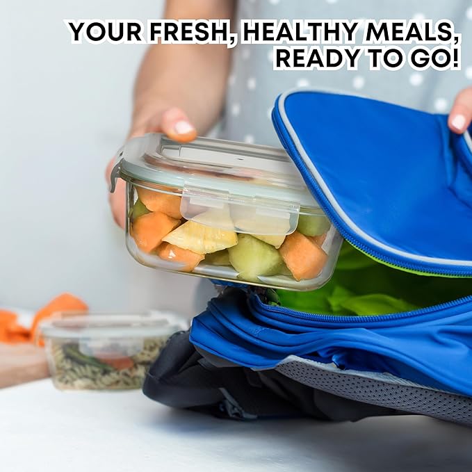 Razab 6 PC Square Glass Food Storage Containers with Airtight lids (74, 40 & 27 oz) Kitchen Glass Meal Prep Containers Set for Freezer Reusable Leftover Lunch Boxes, Oven, Microwave, Dishwasher Safe