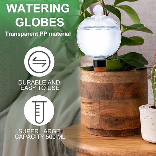 6 Pack Plant Watering Globes with Covers 17oz Self Watering Planter Insert Indoor/Outdoor Plant Watering Devices for Automatic Drip Irrigation