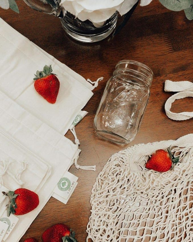 Cotton Mesh Grocery Bags - Reusable Grocery Net Bags - 100% Cotton Mesh Tote Shopping Totes - French Market, Premium Cotton String Tote for Farmers Market, Produce, Grocery or Beach Trip (3 Bags)