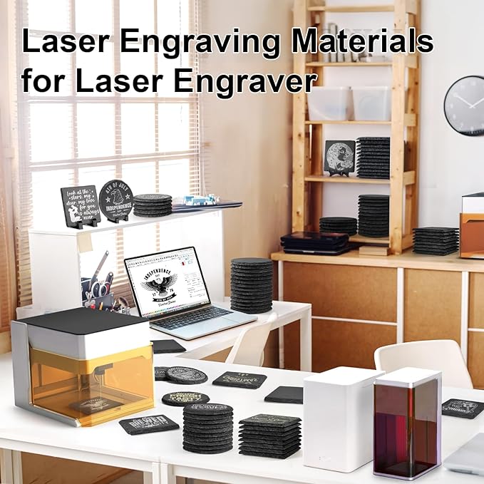 36 PCS Slate Coasters Bulk for Drinks, 4 Inch 18 PCS Natural Handmade Black Stone Square, 18 PCS Round Coasters for Laser Engraving, Gifts, Halloween Christmas, Home Decor