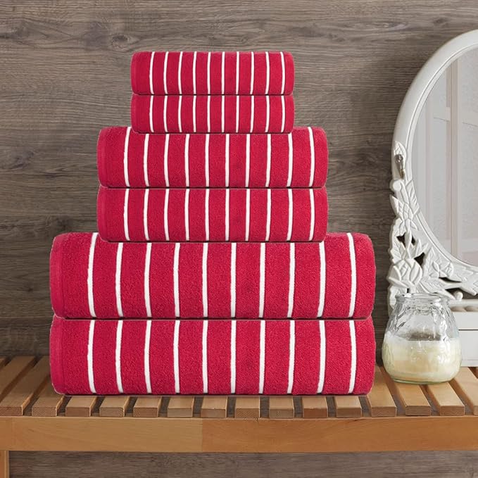 CASA COPENHAGEN Ecstatic 6 Pieces Towel Set- Pink, 600 GSM 2 Bath Towel 2 Hand Towel 2 Washcloth, Designed in Denmark Made of Soft Egyptian Cotton for Bathroom, Kitchen & Shower.