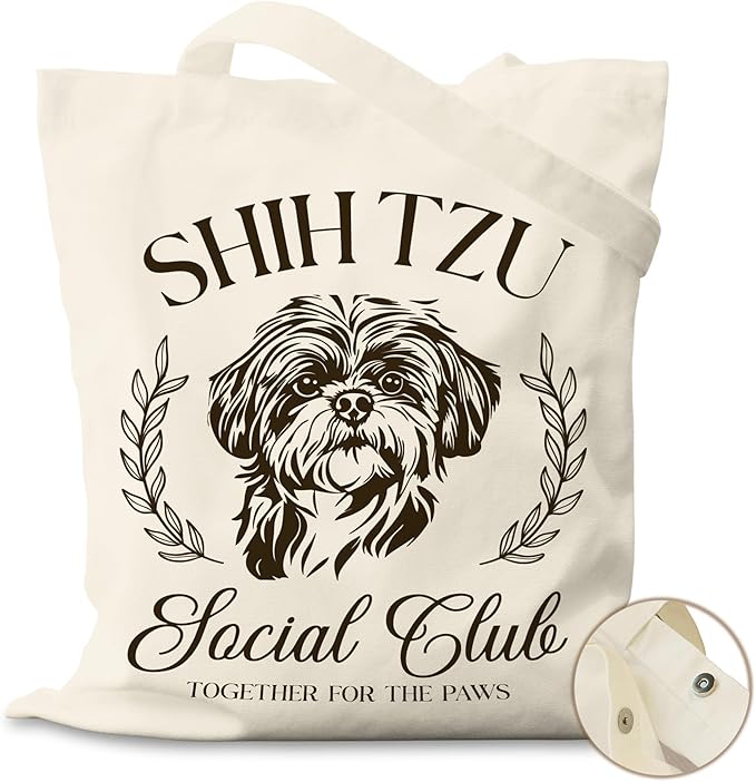 Dog Social Club Canvas Tote Bag, Travel & Daily Use, 16x14 Inch