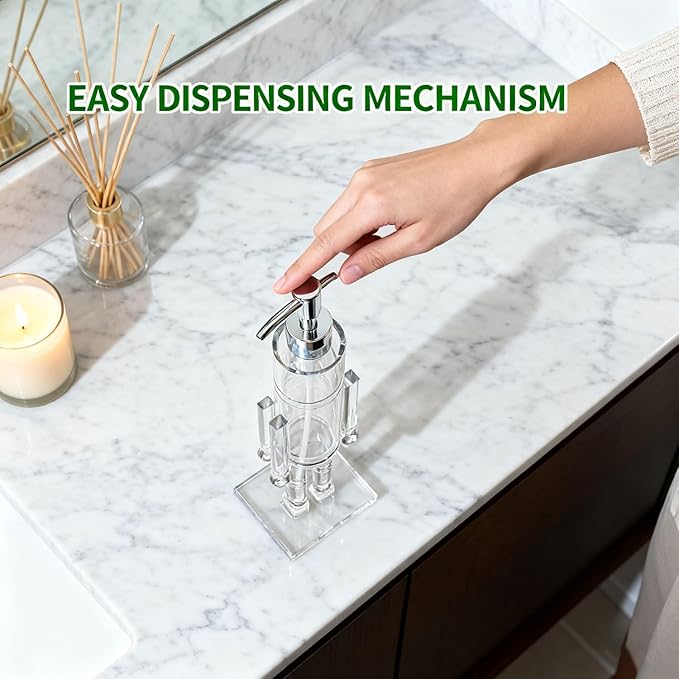 Nutcracker Soap Dispenser, 11.8 Inch Clear Acrylic Refillable Christmas Soap Bottle with Pump, Festive Holiday Hand Soap & Lotion Dispenser for Bathroom, Kitchen Countertop Decor