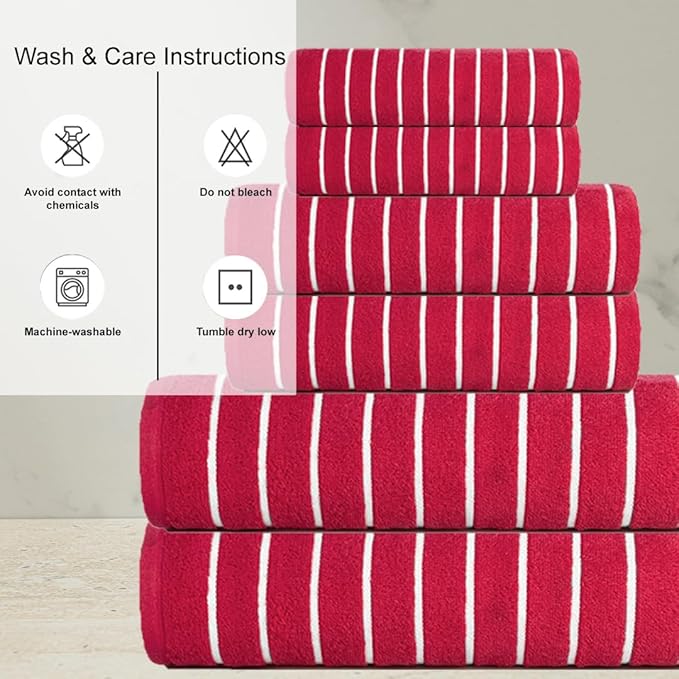 CASA COPENHAGEN Ecstatic 6 Pieces Towel Set- Pink, 600 GSM 2 Bath Towel 2 Hand Towel 2 Washcloth, Designed in Denmark Made of Soft Egyptian Cotton for Bathroom, Kitchen & Shower.