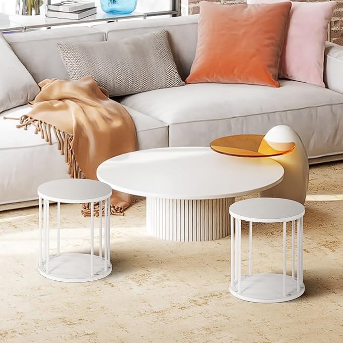 HDANI Wooden Stool Set of 2 for Kids,Adults,300lbs Load Capacity Garden Round Wood Stool,Non-Slip Small Step Stool for Plant Stand,Kitchen,Bathroom and Bedroom,White